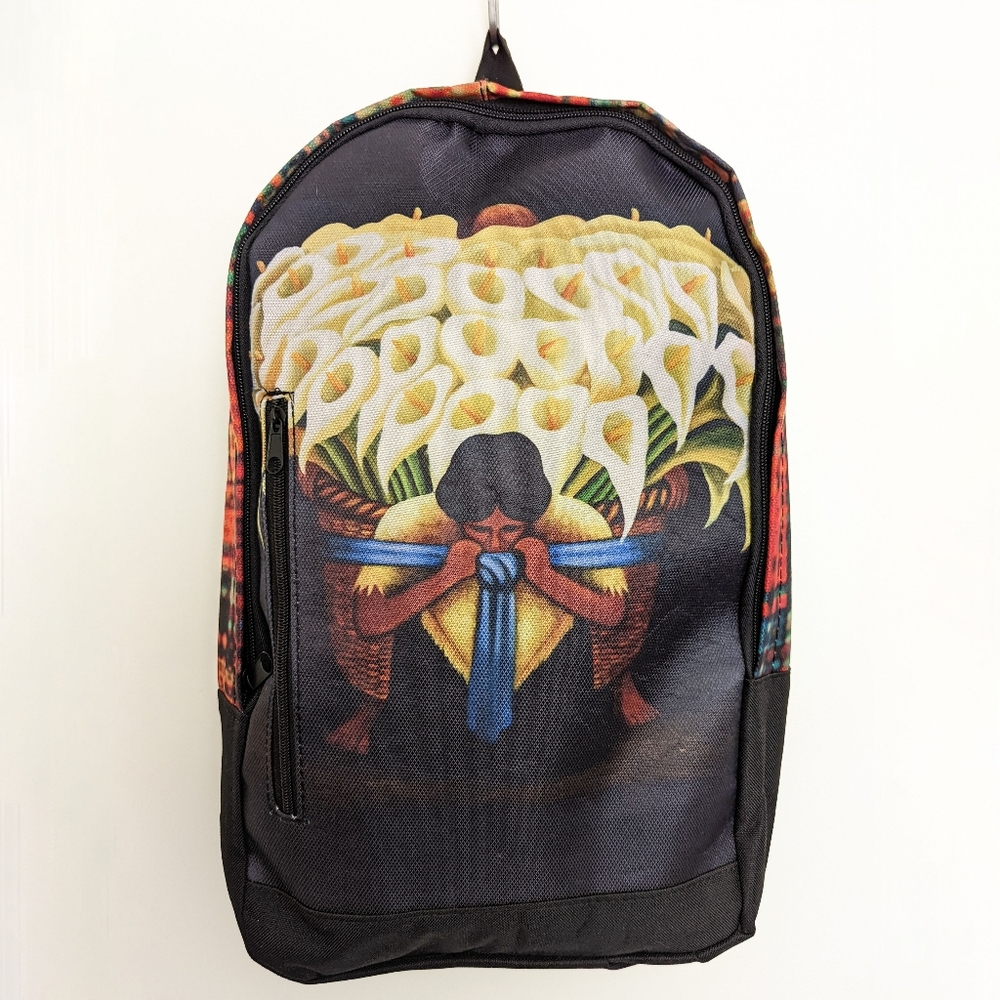 Diego Rivera painting 🎨🖌️ inspired backpack / Colorful pattern print on sides.